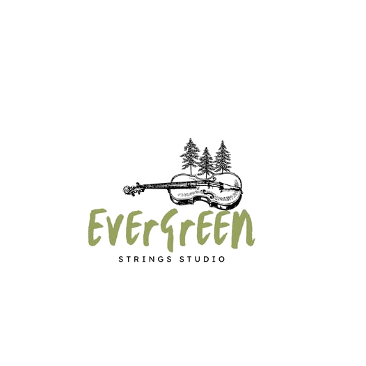 Evergreen Strings Studio — violin and evergreens logo